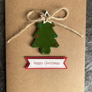 Handmade Christmas Tree Card | Christmas Card | Christmas Card With Decoration | Handmade Christmas Card for Mum, Dad, Friend | Red Green Baubles