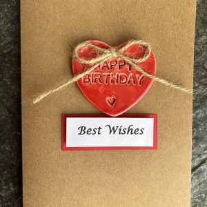 Handmade Happy Birthday Handmade Clay Ceramic Heart | Friends Birthday Card | Keepsake Birthday Card | Birthday Gift For Her | Red Heart