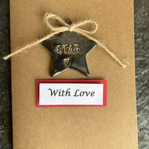 Handmade Star Card | Clay Bronze Ceramic Heart | Star Keepsake | Congratulations Card | Special Occasions | You Are A Star | Well Done