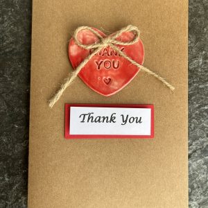 Handmade Thank You Card with Clay Ceramic Heart decoration | Thank You Card | Thank You | Thank You Card with Keepsake | Thanks So Much | Red Heart