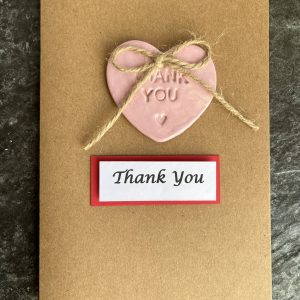 Handmade Thank You Card with Clay Ceramic Heart decoration | Thank You Card | Thank You | Thank You Card with Keepsake | Thanks So Much | Pink Heart