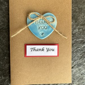 Handmade Thank You Card with Clay Ceramic Heart decoration | Thank You Card | Thank You | Thank You Card with Keepsake | Thanks So Much | Blue Heart